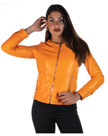 Women's Orange Leather Jacket – Viola | Leather Trend