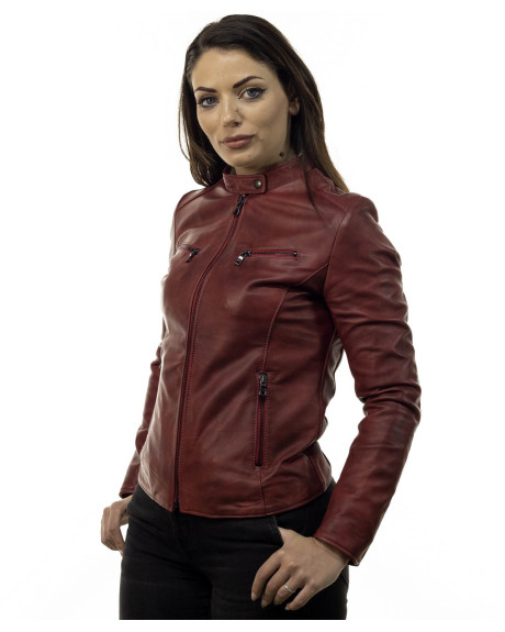 Women's Bordeaux Leather Jacket - Vanessa | Leather Trend 2