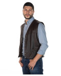 Gilet in pelle da uomo testa di moro - Gianni | Leather Trend