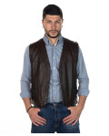 Men's dark brown leather vest - Gianni | Leather Trend