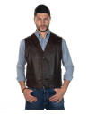 Gilet in pelle da uomo testa di moro - Gianni | Leather Trend