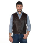 Men's dark brown leather vest - Gianni | Leather Trend