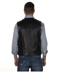 Men's Black Leather Vest - Lucio | Leather Trend