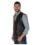 Gilet in pelle da uomo nero - Lucio | Leather Trend