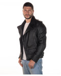 Men's leather jacket mod. Perfect black in genuine leather 100% made in Italy.