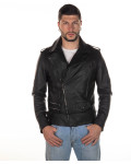 Men's leather jacket mod. Perfect black in genuine leather 100% made in Italy.
