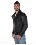 Men's leather jacket mod. Perfect black in genuine leather 100% made in Italy.