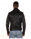 Men's leather jacket mod. Perfect black in genuine leather 100% made in Italy.
