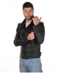Men's leather jacket mod. Perfect black in genuine leather 100% made in Italy.