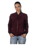 Bomber Donna Bordeaux in Pelle Camoscio - Malesia | Leather Trend