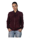 Women's Bordeaux Suede Leather Bomber Jacket | Leather Trend