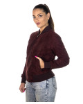 Women's Bordeaux Suede Leather Bomber Jacket | Leather Trend