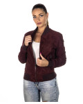 Women's Bordeaux Suede Leather Bomber Jacket | Leather Trend