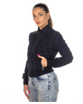 Women's Blue Suede Bomber Jacket - Timberly | Leather Trend