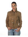Woman suede jacket mod. Polo shirt in genuine honey suede leather 100% made in Italy