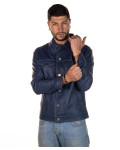 Men's Blue Leather Jacket - Roberto | Leather Trend