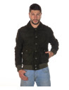 Men's Green Suede Bomber Jacket - U03 | Leather Trend