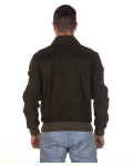 Men's Green Suede Bomber Jacket - U03 | Leather Trend