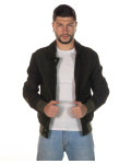 Men's Green Suede Bomber Jacket - U03 | Leather Trend