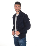Men's Blue Suede Bomber Jacket - U03 | Leather Trend