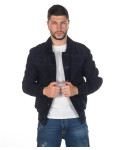 Men's Blue Suede Bomber Jacket - U03 | Leather Trend