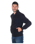 Men's Blue Suede Bomber Jacket - U03 | Leather Trend
