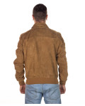 Men's Honey Suede Bomber Jacket - U03 | Leather Trend