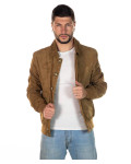 Men's Honey Suede Bomber Jacket - U03 | Leather Trend
