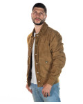 Men's Honey Suede Bomber Jacket - U03 | Leather Trend