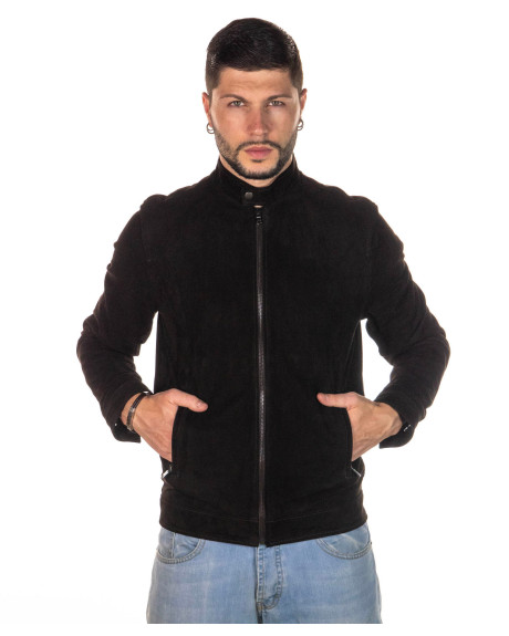 Men's jacket mod. U010 in genuine dark brown suede leather 100% made in Italy