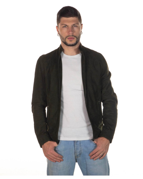 Men's Green Suede Leather Jacket - U010 | Leather Trend 2