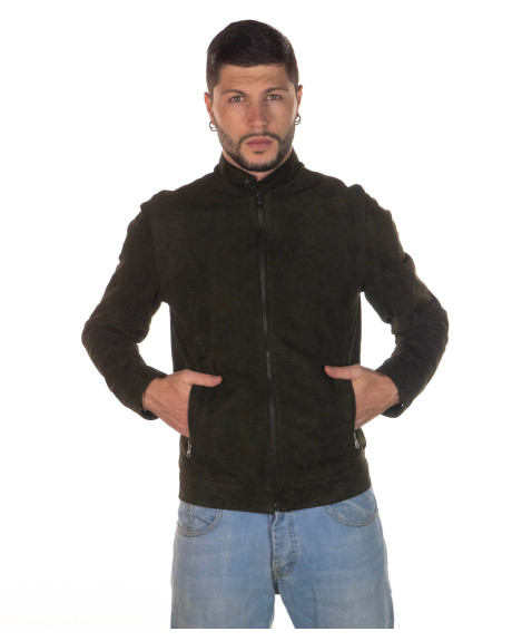 Men's Green Suede Leather Jacket - U010 | Leather Trend