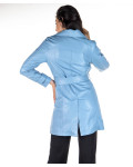 Women's Light Blue Leather Coat – Viviana | Leather Trend