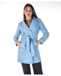Cappotto Donna Azzurro in Pelle – Viviana | Leather Trend