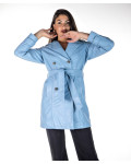 Cappotto Donna Azzurro in Pelle – Viviana | Leather Trend