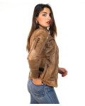 Women's Light Brown Leather Jacket - Michela | Leather Trend