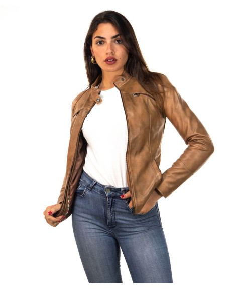 Giacca in Pelle Donna Cuoio - Michela | Leather Trend 2