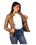 Women's Light Brown Leather Jacket - Michela | Leather Trend