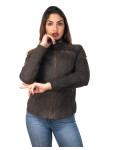 Women's Nubuck Dark Brown Leather Jacket - Michela | Leather Trend