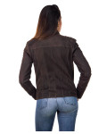 Women's Nubuck Dark Brown Leather Jacket - Michela | Leather Trend