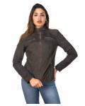 Women's Nubuck Dark Brown Leather Jacket - Michela | Leather Trend
