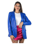 Giacca in Pelle da Donna Blu Elettrico - Clarissa | Leather Trend