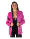 Women's leather jacket mod. Clarissa in genuine Fuchsia leather 100% made in Italy