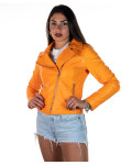 Chiodo in Pelle Donna Arancione - Giselle | Leather Trend