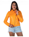 Chiodo in Pelle Donna Arancione - Giselle | Leather Trend