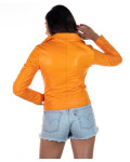 Women’s Orange Leather Perfecto Jacket - Giselle | Leather Trend
