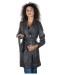 Women's Grey Leather Coat – Viviana | Leather Trend