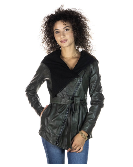Women's Green Leather Jacket - Colima | Leather Trend