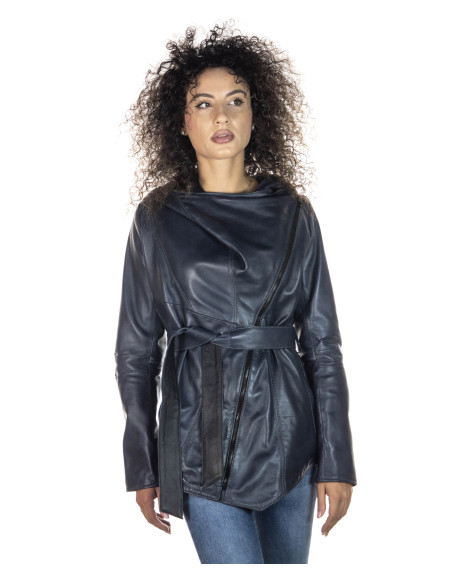 Giacca Donna Blu in Pelle - Colima | Leather Trend