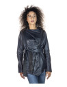 Women's Blue Leather Jacket - Colima | Leather Trend